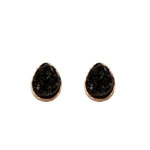 Waterdrop Black and Gold Stud Earrings